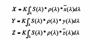 物体色的三刺激值计算公式